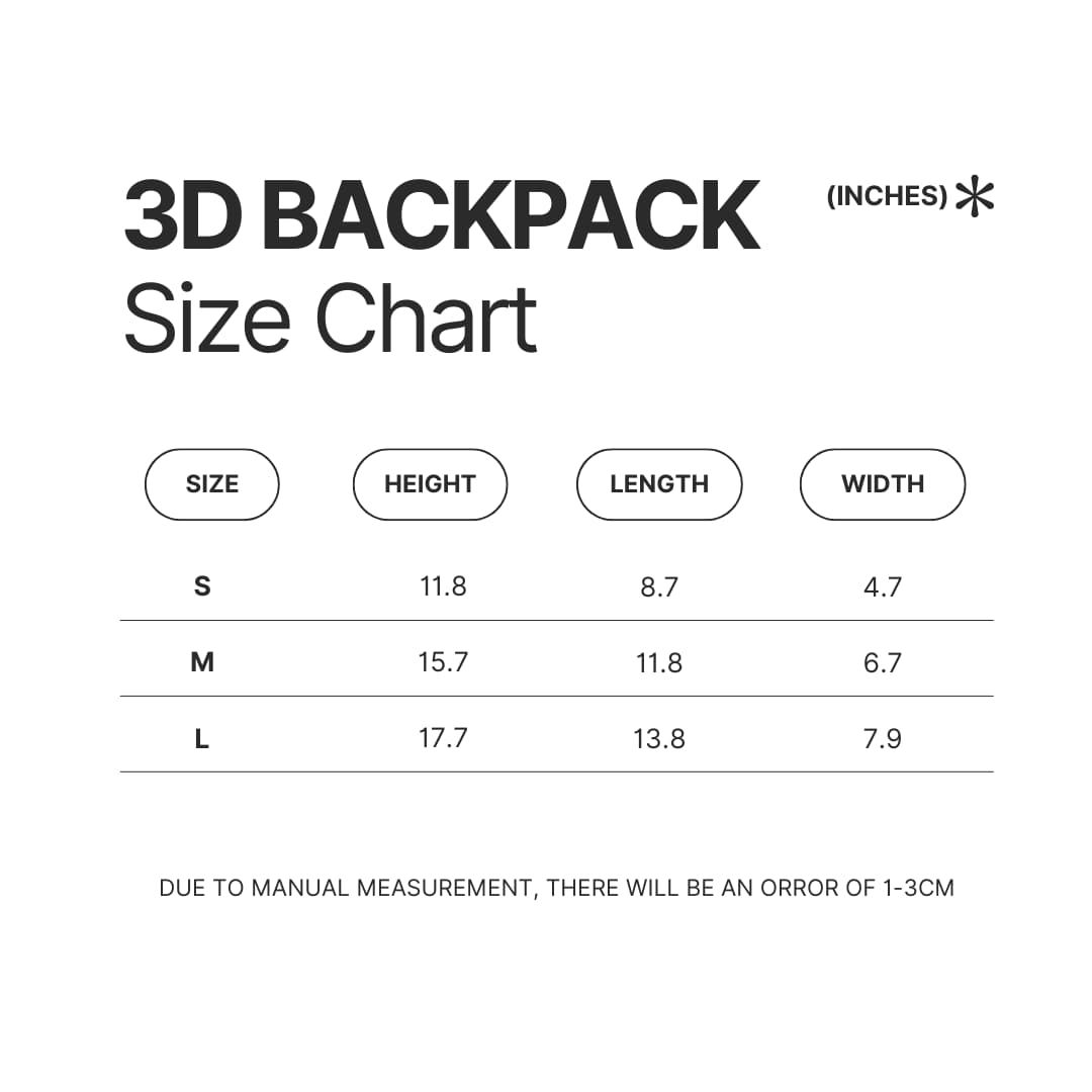 3D Backpack Size Chart - Violet Evergarden Shop