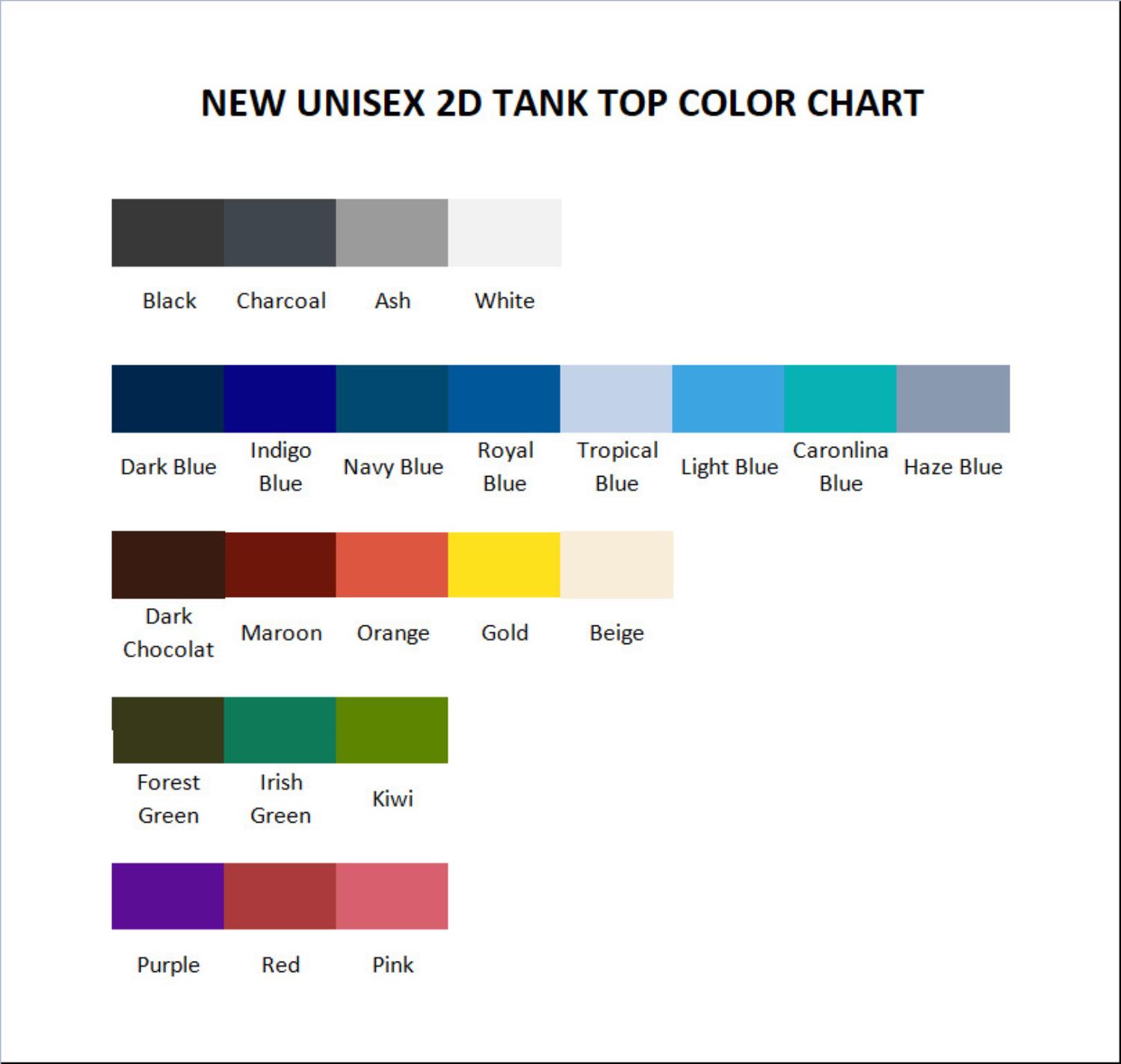 tank top color chart - Violet Evergarden Shop