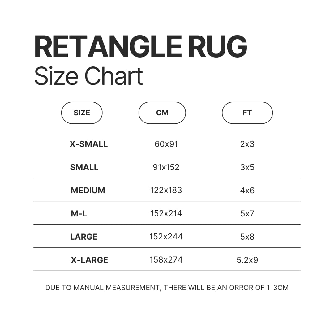 Retangle Rug Size Chart - Violet Evergarden Shop