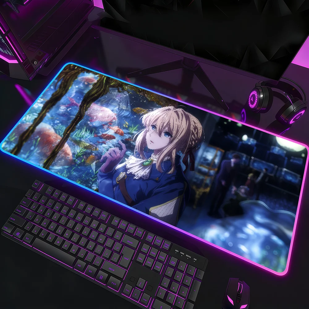 Anime Violet Evergarden Retro RGB LED Mouse Pad