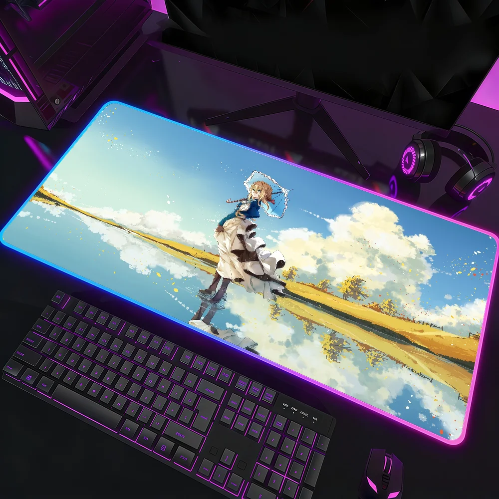 New Colection Violet Evergarden RGB LED Mouse Pad