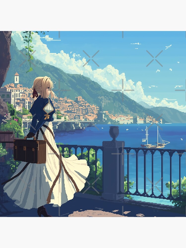 New Collection Violet Evergarden Seafront Throw Pillow - Image 2