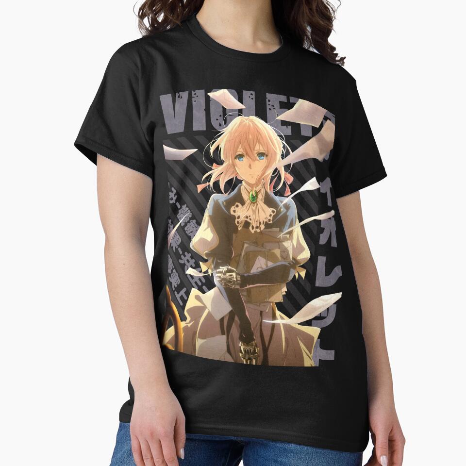 Hot Anime Violet Evergarden Vintage Typography T-shirt