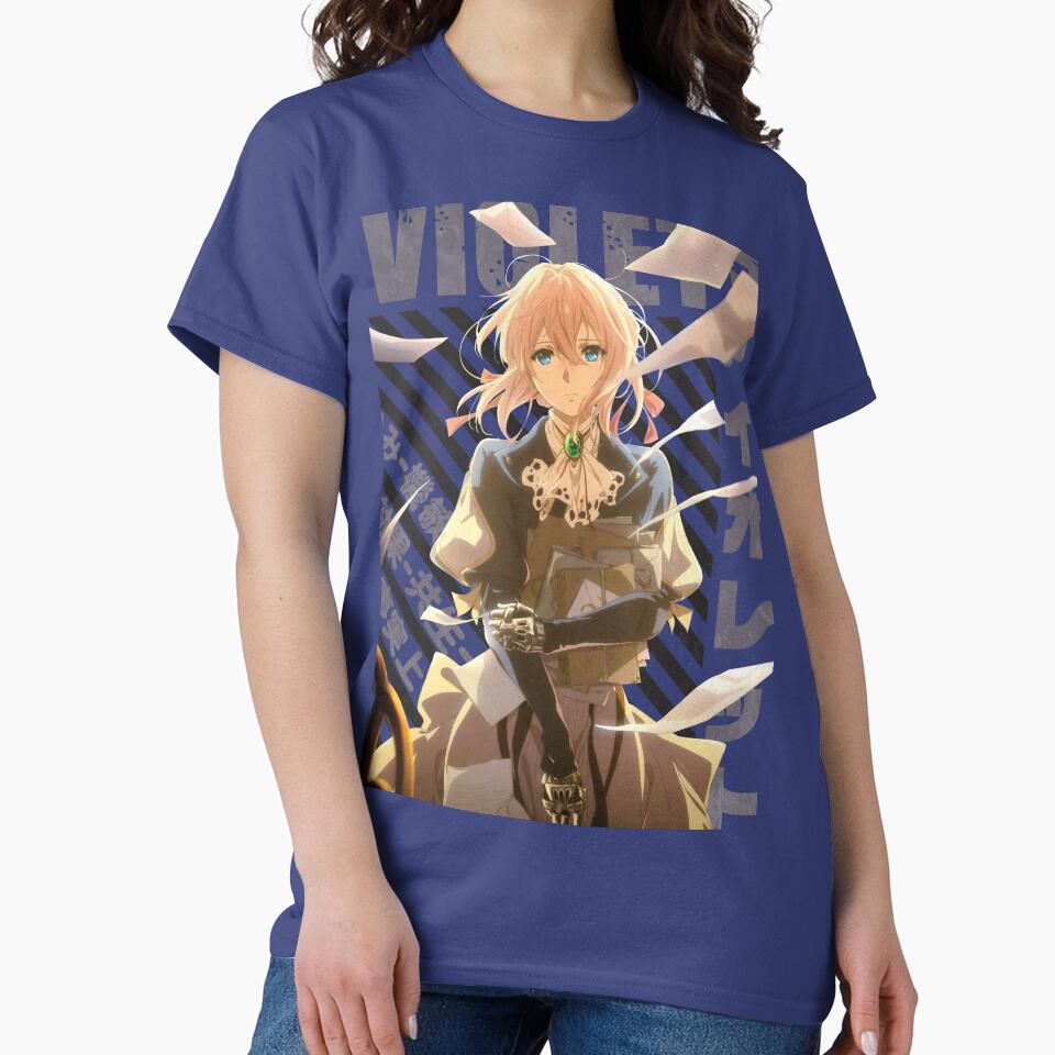 Hot Anime Violet Evergarden Vintage Typography T-shirt - Image 4