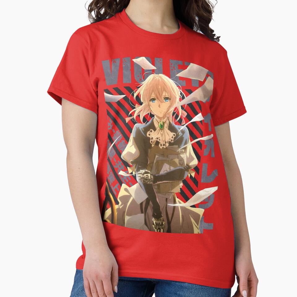 Hot Anime Violet Evergarden Vintage Typography T-shirt - Image 5