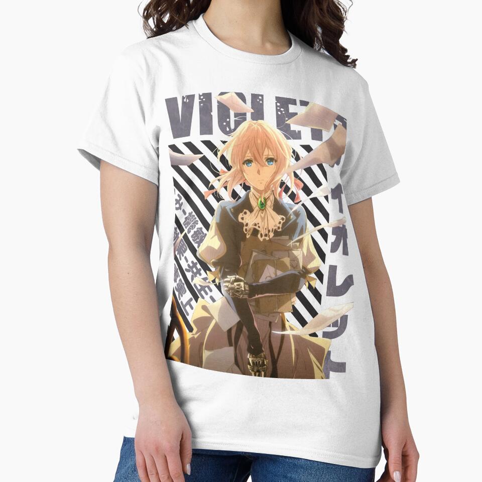 Hot Anime Violet Evergarden Vintage Typography T-shirt - Image 2