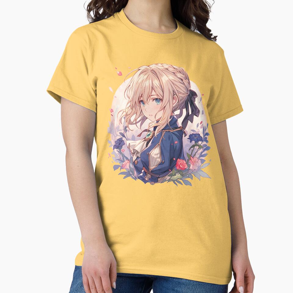 Violet Evergarden So Beautifull Floral Graphic T-shirt - Image 6