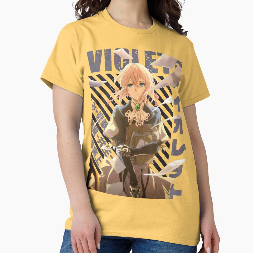 Hot Anime Violet Evergarden Vintage Typography T-shirt - Image 6