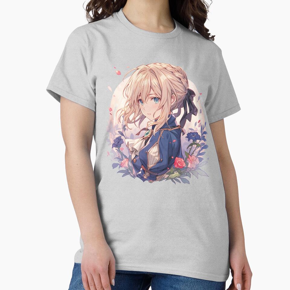 Violet Evergarden So Beautifull Floral Graphic T-shirt - Image 3