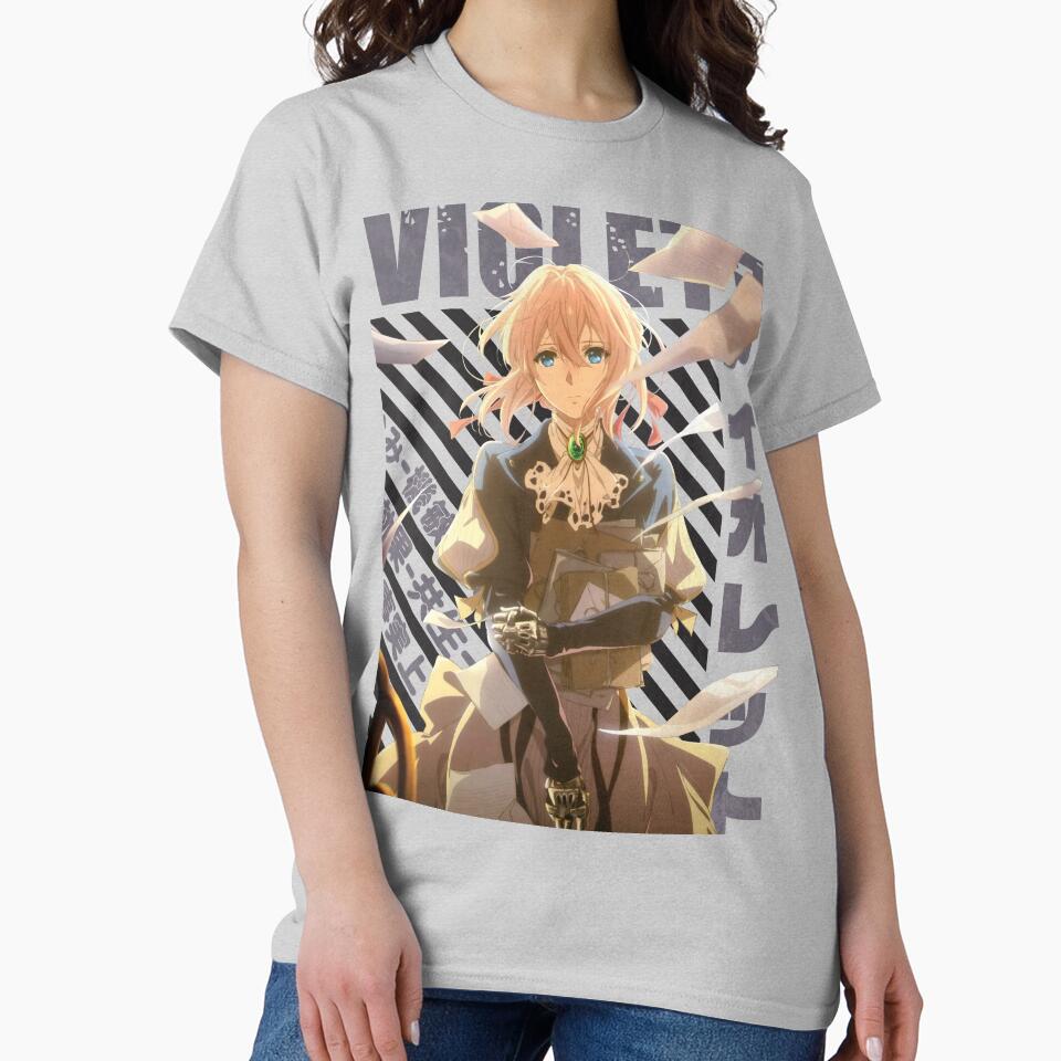 Hot Anime Violet Evergarden Vintage Typography T-shirt - Image 3