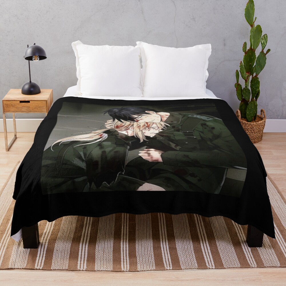 Violet Evergarden And Gilbert Retro Design Throw Blanket