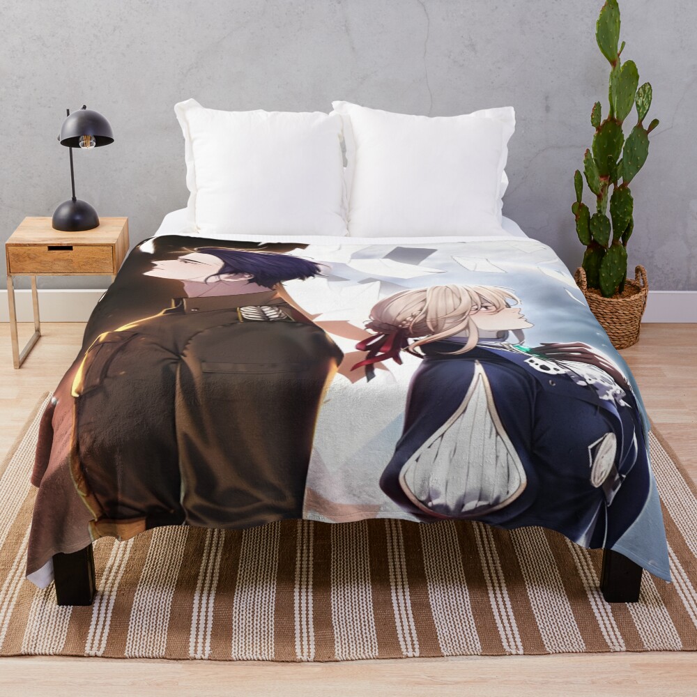 Violet Evergarden Cute Couple Throw Blanket